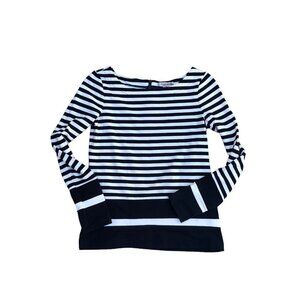 BANANA REPUBLIC Striped Sweater Top Women's SMALL Long Sleeve Black White​​​​